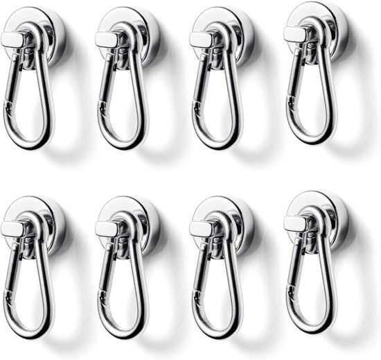 Leistungsstarke Magnethaken Mit Karabiner – Maximale Traglast 15 Kg – 8er-set Für Küche, Garage Und Büro