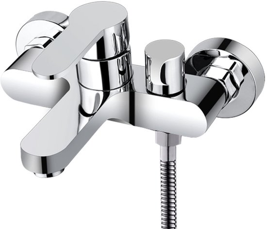 Wandmontierter Badewannenarmatur, Einhebelmischer – Dusch- Und Badewannenauslauf, Verchromt, Geeignet Für Dusche Und Badewanne.