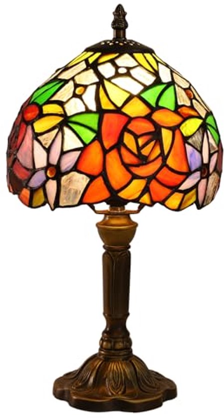 Vintage Tiffany Tischlampe 20 Cm - Wunderschöne Buntglaslampe Für Wohnzimmer, Schlafzimmer Und Arbeitszimmer