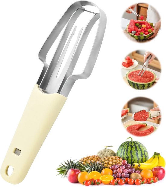 3-in-1 Melonenschneider Für Wassermelone, Cantaloupe-melone Und Papaya – Multifunktionales Obstmesser Zum Schneiden Und Aushöhlen