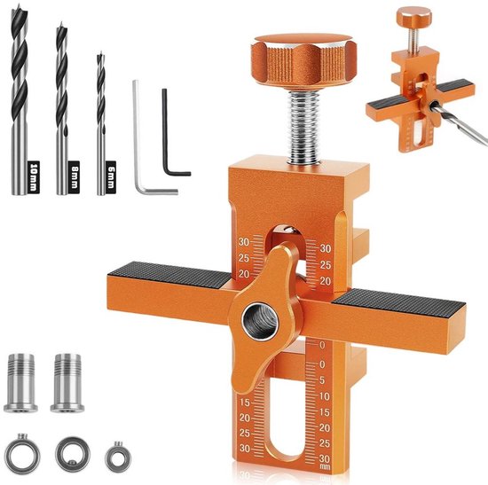 Satz Bohrschablonen Für Schranktüren Enthält 3 Aluminiumbohrer Geeignet Zum Bohren Von 10 Mm Push-pull-türen Einstellbar Für Plattenstärken Von 7
