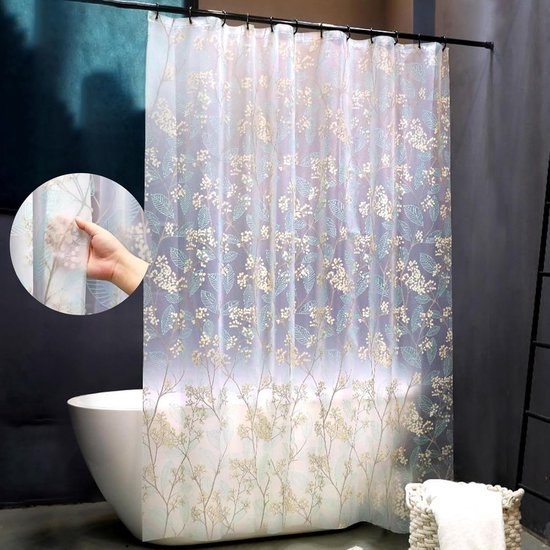 Wasserdichter Duschvorhang Matt Transparentes Und Mattes Design Mit Haken, Weiche Haptik, Bietet Privatsphäre Und Zuverlässige Lichtdurchlässigke