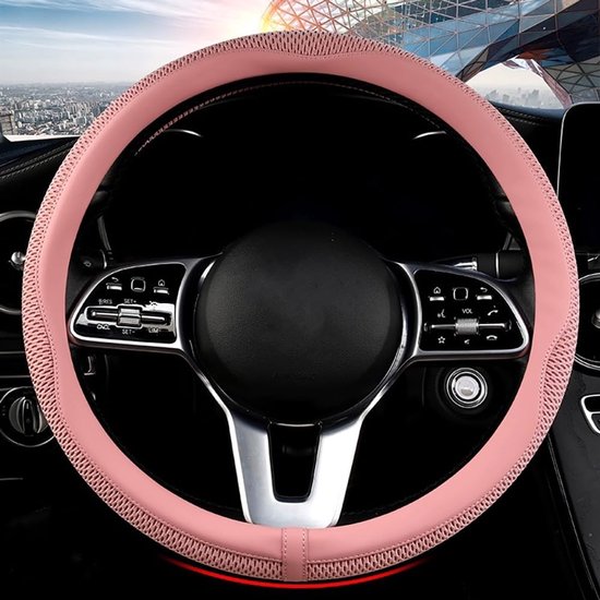 Passend Für Lkwlikei Autolenkradbezug Universell 15 Zoll Aus Neuestem Atmungsaktivem Mikrofaser-ledergewebe Rutschfest Komfortabel Wärmend Im Und Rosa