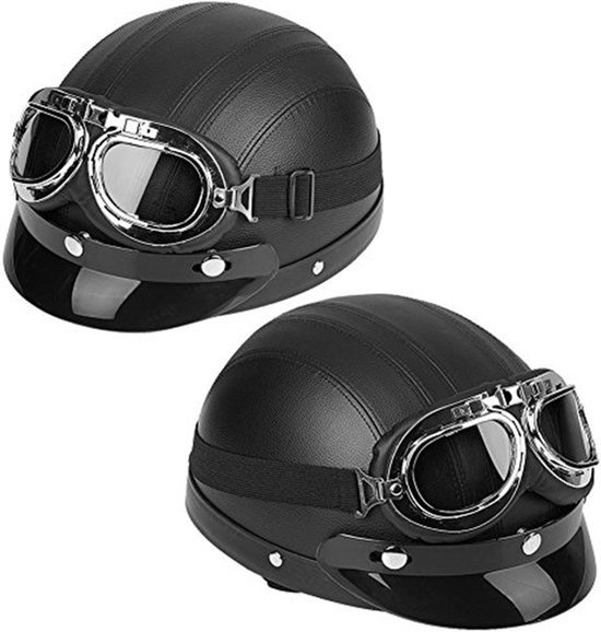 Leichter Motorradhelm Mit Uv-schutzbrille Und Abnehmbarem Lederschal