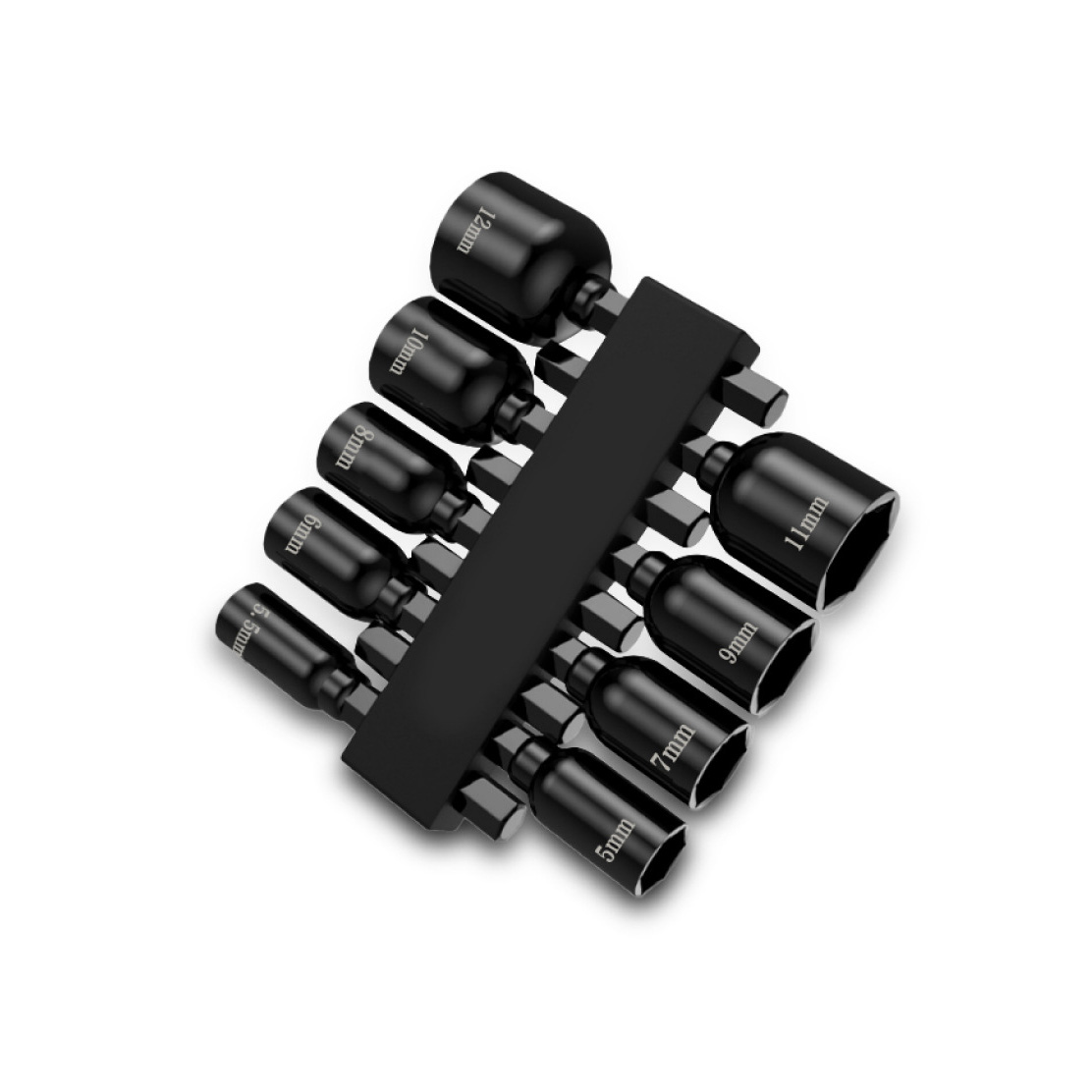 Magnetischer Steckschlüsselsatz, 9-teilig, Mit Schnellverschlussmechanismus, 1/4-zoll-sechskantschaft, Geeignet Für Bohrmaschinen/schraubendreher, Größen 5 Mm Bis 12 Mm.