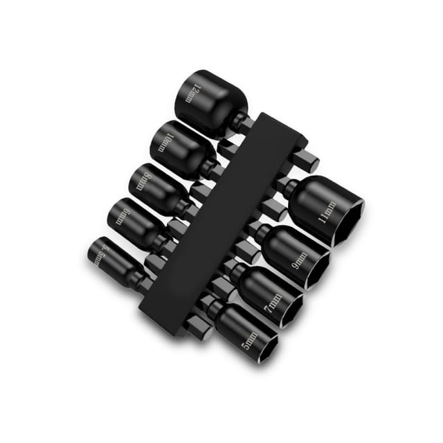 Magnetischer Steckschlüsselsatz, 9-teilig, Mit Schnellverschlussmechanismus, 1/4-zoll-sechskantschaft, Geeignet Für Bohrmaschinen/schraubendreher, Größen 5 Mm Bis 12 Mm.