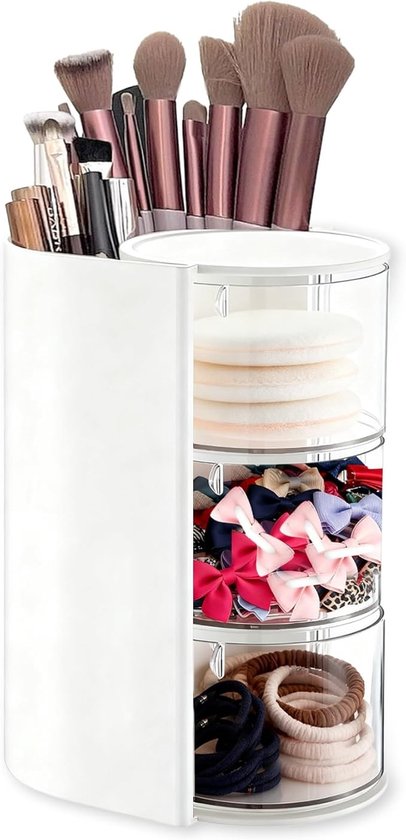 Drehbarer 3-stöckiger Make-up-organizer Mit Pinselhalter