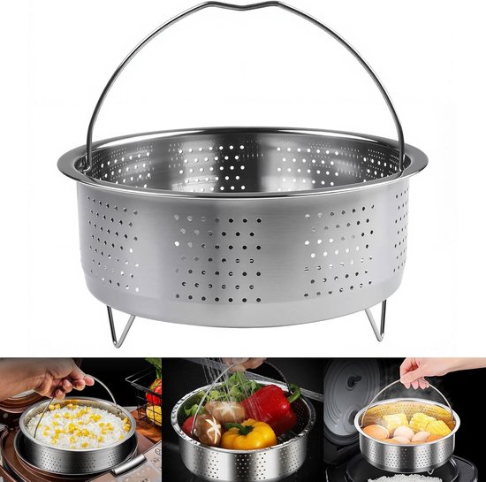 Runder Dampfeinsatz Aus Edelstahl, 20 Cm Durchmesser, Zum Dämpfen Von Gemüse, Obst Und Eiern