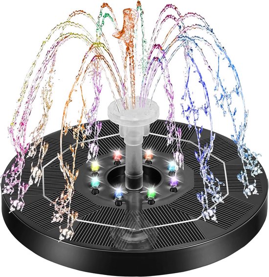 Solarbetriebener Springbrunnen Für Gärten Und Teiche Mit Led-beleuchtung Und 6 Sprinklern