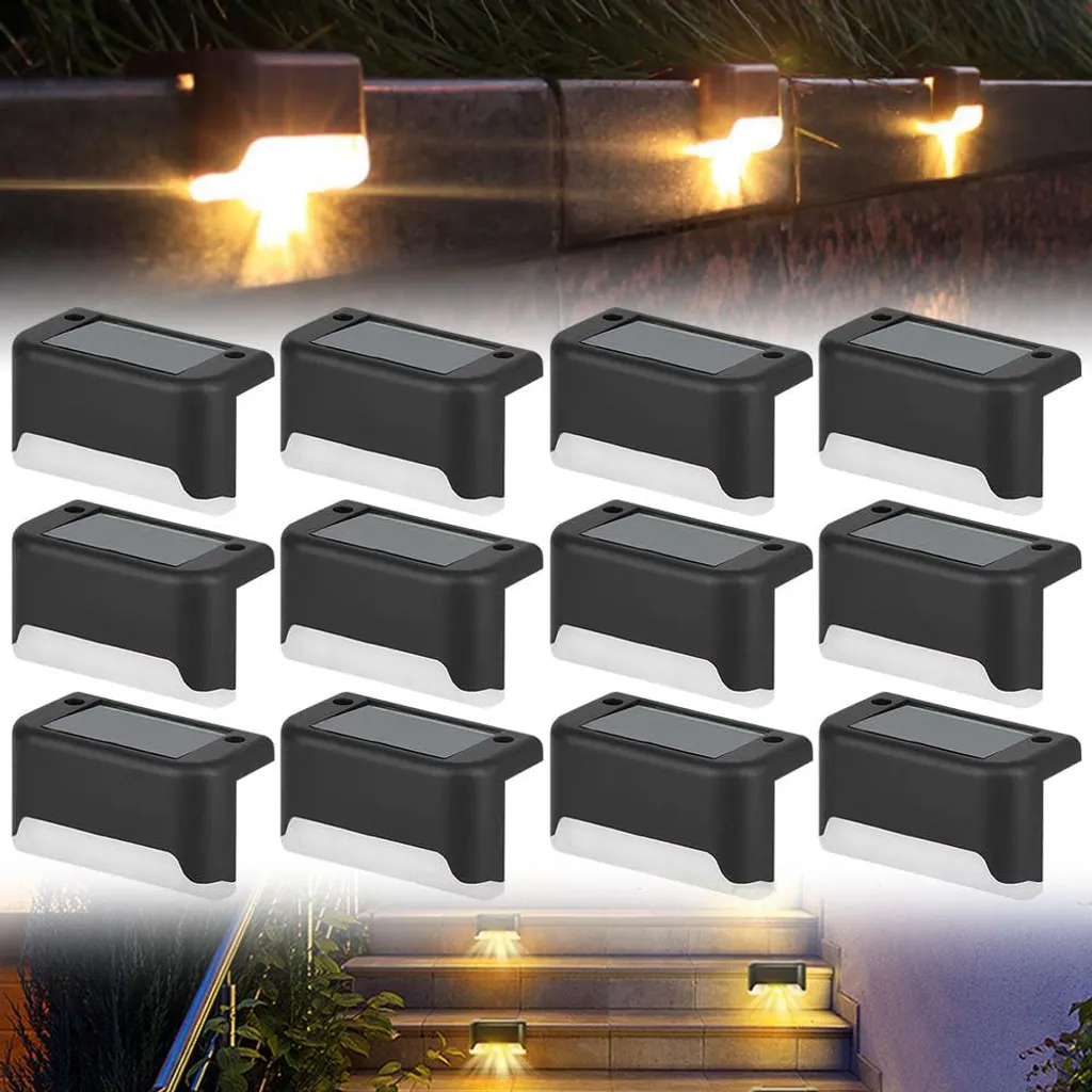 Ein Set Aus 12 Solarbetriebenen Außenleuchten, Wasserdichtes Design, Geeignet Für Gärten, Terrassen Und Gehwege, Warmweißes Licht.