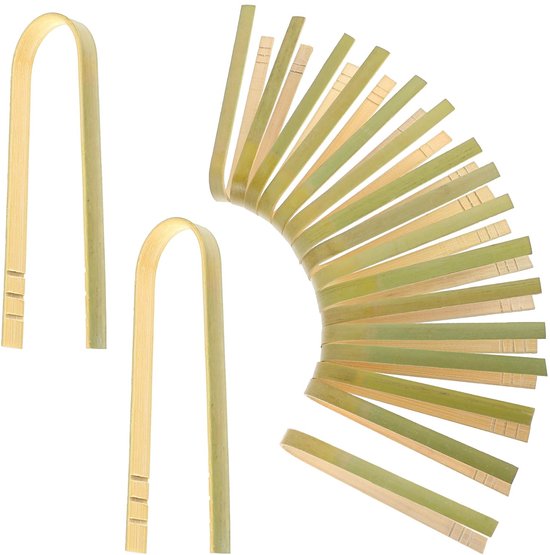 Dailygoods – Bambuszangen, 20 Stück – Kleine Holzzangen – Wiederverwendbar