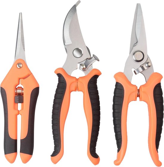 3-teiliges Gartenscheren-set Ergonomisch Geformte Rutschfeste Griffe Hochwertige Federn Für Müheloses Schneiden Und Moderne Metallklingen Für
