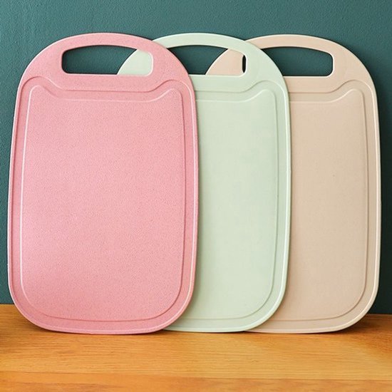 3er-pack Mini-küchenschneidebrett-set Kleines Obstschneidebrett Schneidematte Aus Kunststoff Weizenstroh Spülmaschinenfest Mit Saftrillen Griffen