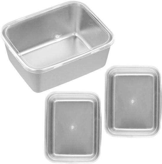 Dailygoods – Edelstahl-essensbox – Lebensmittelbehälter – Luftdicht – 3-teilig – Aufbewahrungsbox – Maße: 14 X 11 X 6 Cm