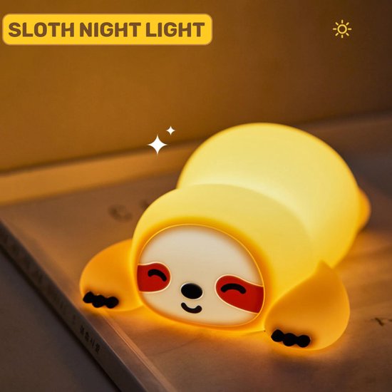Nachtlicht In Form Eines Weichen Silikon-faultiers, Usb-aufladbar, Berührungsempfindlich Und Dimmbar, Nachttischlampe.