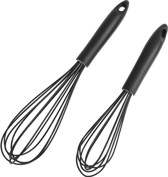 Dailygoods – Silikon-schneebesen – 2-teiliges Set – Hitzebeständig – Rutschfester Griff – Edelstahl – Ergonomisches Design – Küchenhelfer