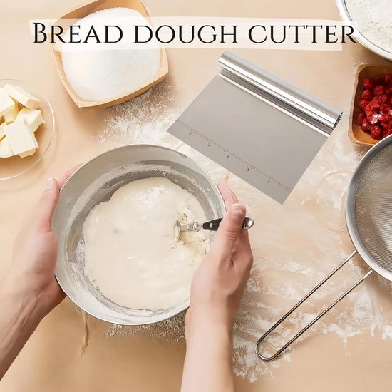 2-teiliger Teigschaber Aus Edelstahl Mit Messskala – Multifunktionaler Küchenspatel Zum Backen Und Schneiden