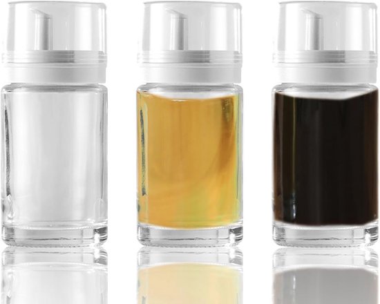 Set Mit 3 Kleinen Glasflaschen Für Die Küche – Auslaufsicher, Tropffrei, Bpa-frei