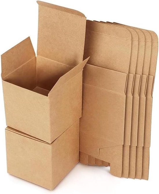 Dailygoods – Geschenkboxen, 30 Stück – Kraftpapier – Karton – Quadratische Boxen – Geschenkverpackung – 10 X 10 X 10 Cm – Nachhaltiges Material