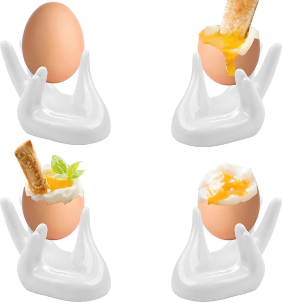 Set Mit 4 Eleganten Keramik-eierbechern Fürs Frühstück