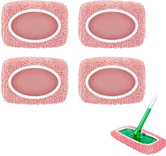 Wiederverwendbare Wischmopp-pads, Kompatibel Mit Swiffer - 4 Stück, Mikrofaser-chenille, Waschbar - Doppelseitige Wischtücher (rosa)