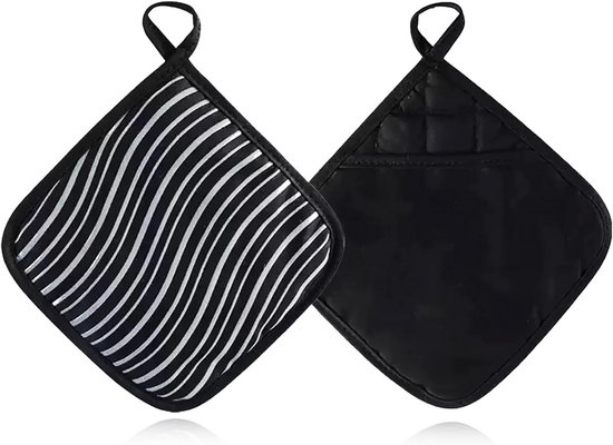 Set Mit 2 Topflappen Aus Baumwolle Mit Rutschfestem Griff Und Aufbewahrungsbeutel, 20 X 20 Cm