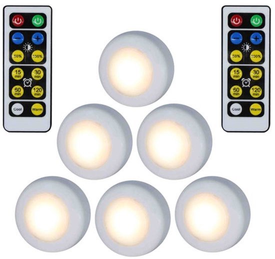6er-set Led-strahler – Warmweiß – Selbstklebend – Batteriebetrieben