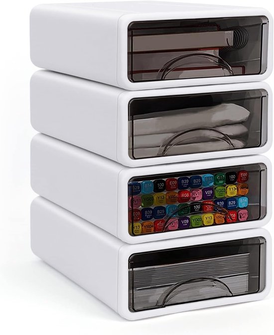 4-teiliges Stapelbares Schubladenset Schreibtisch Mit Schubladen Schreibtisch-organizer Schubladen Schubladenboxen Aufbewahrungsbox Aus Für Büro