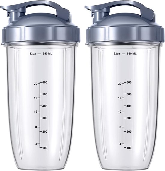 2 Ersatzteile Für Mixerzubehör – Inklusive 2 Flip Top To Go-bechern – Ersatz-mixbecher – Mixerzubehör – Passend Für Nutribullet 600w/900w Mixer