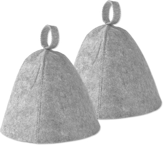 2 Saunahüte Höhe 23 Cm Hutumfang Ca 70 Cm Saunahut Aus Filz Dampfsaunahut Set Aus Filz-saunahüten Zubehör Für Dampfbad Und Dusche Universal Grau