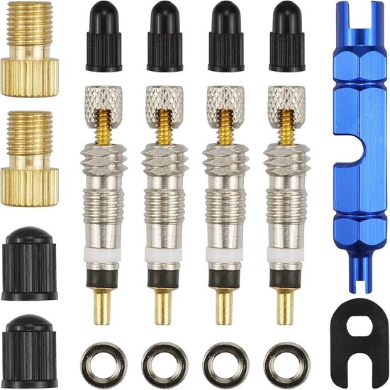 Adapter Von Presta- Auf Schrader-ventile – 18-teilig, Universelle Fahrradventiladapter, Tubeless-mtb-ventile Und Werkzeug