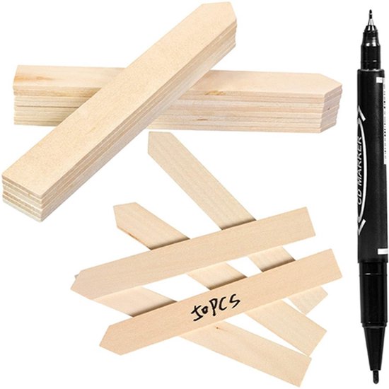 Natürliche Pflanzenetiketten Aus Holz 50 Stück Inklusive Wasserfestem Marker Spitze Etiketten Für Garten Kräuter Blumen Setzlinge Und