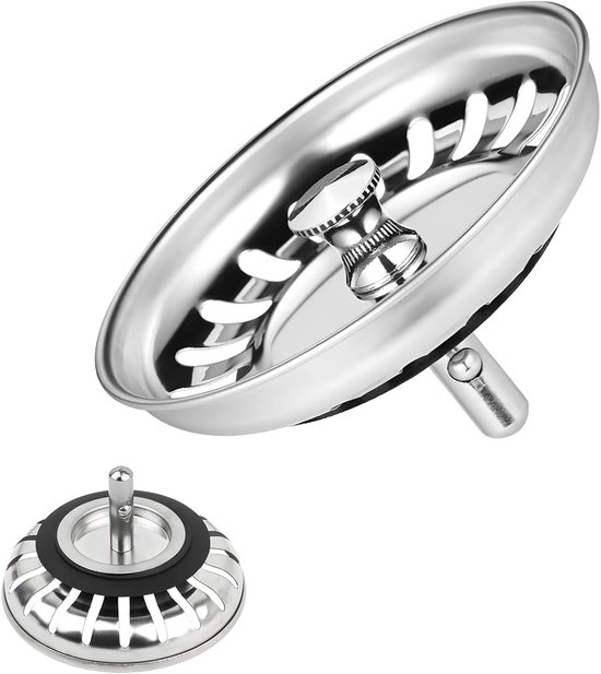 Set Mit 2 Edelstahl-spülbecken-sieben Ersatz-abflussstopfen Für Küche Und Bad Durchmesser 80 Mm