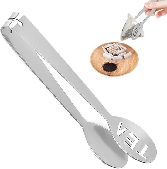 Set Aus 2 Teebeutelzangen Aus Edelstahl Mit Ausgestanztem Tea-schriftzug Und Poliertem Teeclip Zum Entnehmen Nasser Teebeutel Aus Heißem Wasser Für Zuhause, Büro Und Café