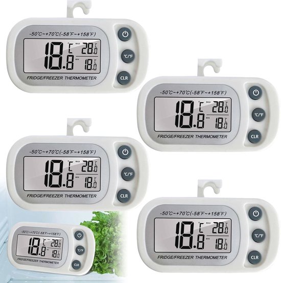 Digitales Kühlschrankthermometer Mit Lcd-anzeige Und Max/min-funktion - 4 Stück