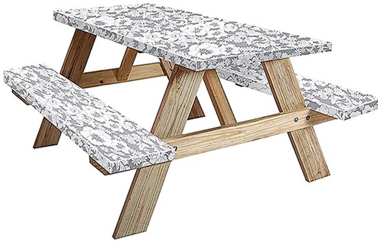 Picknicktischdecke Mit Blumenmuster Inklusive Bankbezug Elastischer Rand Unverzichtbar Für Camping Picknicktischdecke Und Zubehör Für Wohnmobile 3