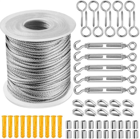 Edelstahlseil-set 30 M - Nylonummanteltes Kabel Mit Spannern Für Den Außenbereich