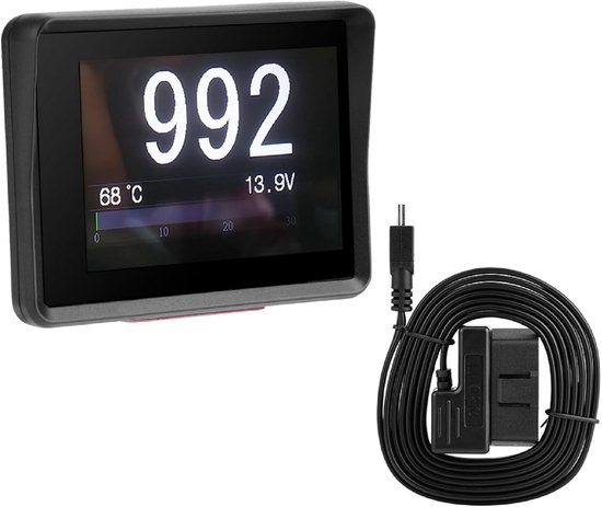 Multifunktionales Kfz-messgerät Mit Obd-display Für Temperatur, Spannung Und Geschwindigkeit Mit Alarmfunktion
