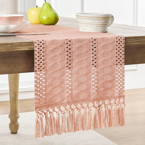 Tischläufer Im Boh Me-stil Aus Baumwoll-leinen-polyester-mischgewebe Und Leinen 30 X 240 Cm Rustikaler Tischläufer Im Landhausstil Gewebte Im Mit