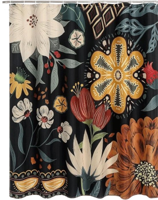 Duschvorhang – Badezimmervorhang – Schimmelresistenter Duschvorhang – Moderner Duschvorhang Mit Blumenmuster – Waschbar – 180 X 200 Cm
