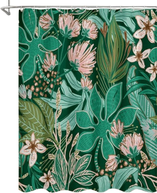 Duschvorhang – Schimmelresistent – Badezimmervorhang – Moderner Duschvorhang Mit Blumenmuster – Waschbares Polyester – 180 X 200 Cm