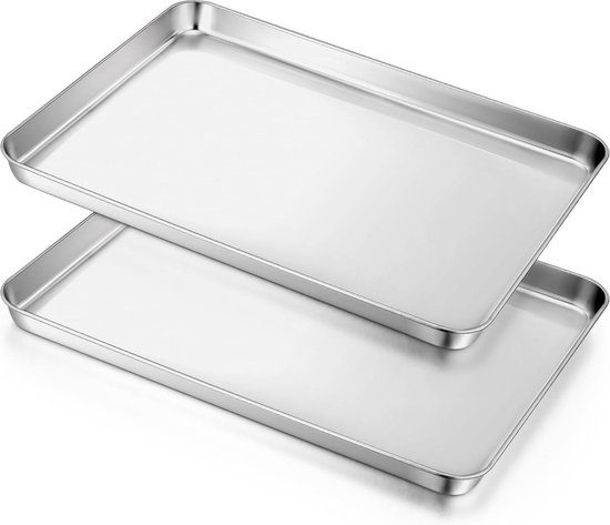 2-teilige Rechteckige Backform Aus Edelstahl – Backen, Kochen, Servieren – 316 X 246 X 25 Cm – Gesund Und Hochwertig – Spülmaschinenfest