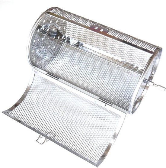 Grillbesteck-set – Drehbarer Grillkäfig Aus Edelstahl, 18 X 12 Cm, Tragbar