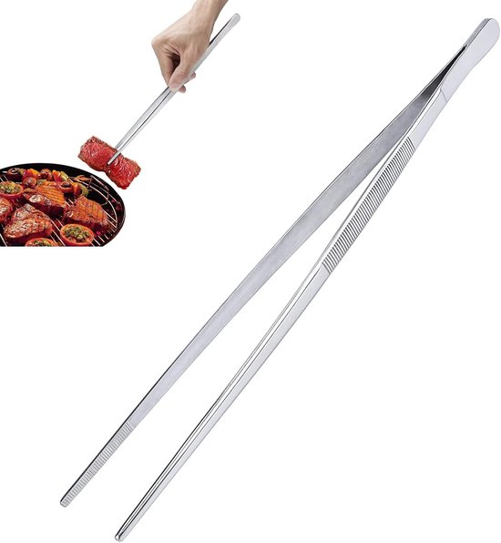 Zwei Küchenpinzetten Aus Edelstahl, 30 Cm Lange Kochzange, Grill- Und Kochutensilien, Lange Gerade Pinzette