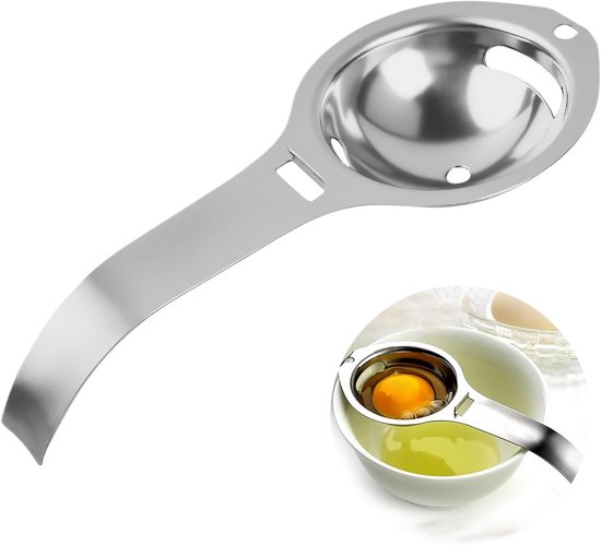 Eier Trennen Mit Dem Eiertrenner Aus Edelstahl – Eigelb- Und Eiweißtrenner Mit Verlängertem Griff Für Effizientes Kochen Und Backen.