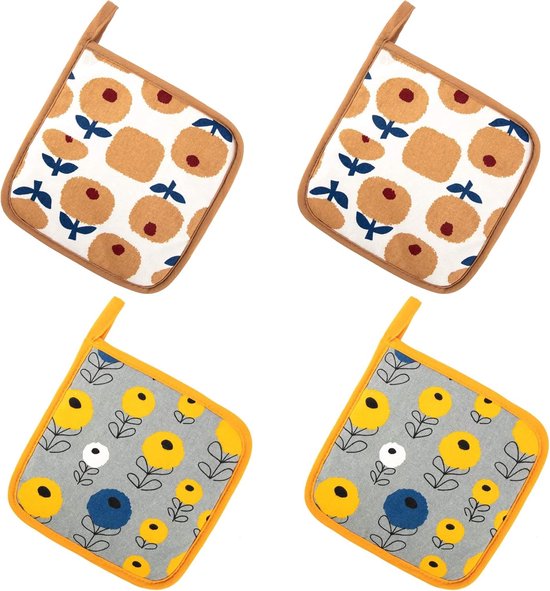 4er-set Topflappen Aus Baumwolle – Hitzebeständig Und Abwaschbar, Küchenaccessoires Zum Kochen Und Backen
