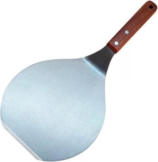 Runde Pizzaschaufel Aus Edelstahl Für Grill Oder Backofen – Kuchenschieber – Holzgriff