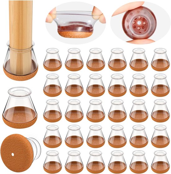 Stuhlbeinschoner – 32 Stück – Transparente Silikon-schutzkappen – Passend Für Größen: 20,1–30 Mm