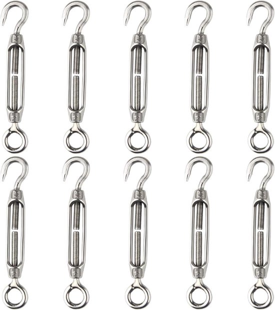 Allecto Plus – 10-teiliges, Verstellbares M4-drahtspanner-set Aus Edelstahl – Hochleistungsausführung – Haken- Und Ösenspanner 304 – 75 Zeichen