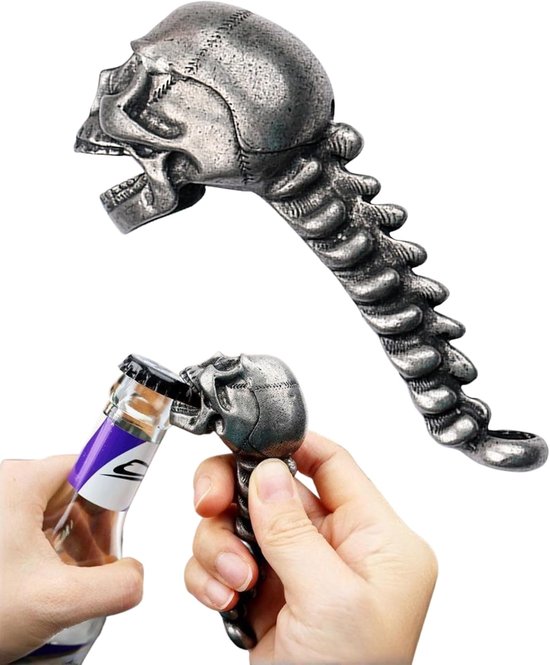 Totenkopf-flaschenöffner Aus Robustem Edelstahl Perfekt Als Halloween-geschenk Ergonomischer Wirbelsäulenförmiger Griff Tragbar Und Unverzichtbar